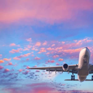 Samolot Pasażerski Pośród Różowym Chmur